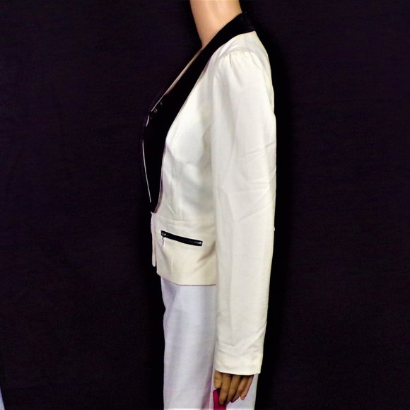 CANDIE'S size M white/black smoking jacket polyester/rayon/spandx dry clean only - Picture 9 of 14